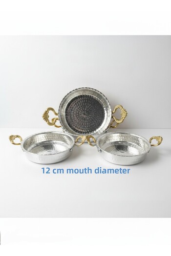 Zinnun Copper 3-Piece Tin-Coated Breakfast Snack Bowl 12 cm