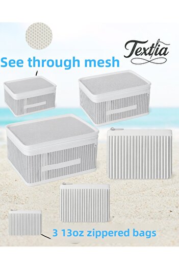 Textia Home 6-Piece Striped Suitcase Organizer, In-Suitcase Organizer, Mother Baby Bag, Organizer Set