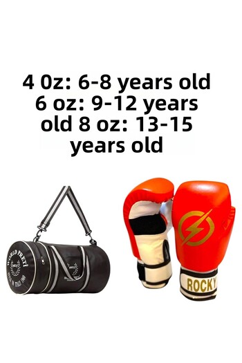 Gök Sports Rocky Children's Boxing Kickboxing Muay Thai Gloves 4-6-8 oz Cylinder Sports Bag Set with Shoulder Strap