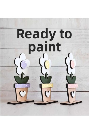 BİR LAZER Paintable Spring Flowers Pot School Kindergarten Nursery Activity Ectinity Painting 1Pc