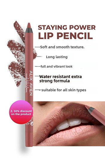 Alix Avien Long Lasting Water Resistant Lip Liner - Staying Power Lip Pencil 55 Cinnamon
