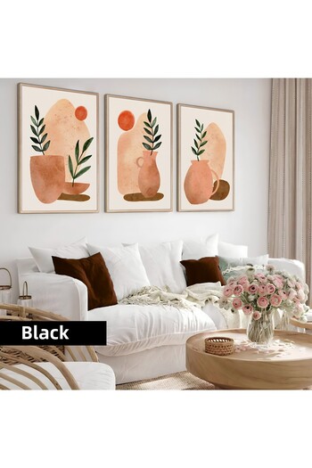 Harikabirev Children's Room Living Room-Minimalist Modern Bohemian Plants in Vase 06 | Wooden Framed 3-Piece Mdf Ahmdf