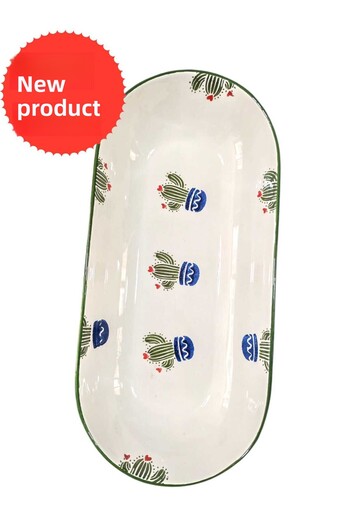 Ganita home Boat Plate Blue Cactus Model 30 cm