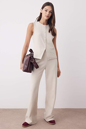Trendyol Collection Stone Thessaloniki/Trikot Look Fitted/Skin-Fitting Knitted Bottom - Top Set Twoaw26Au00090