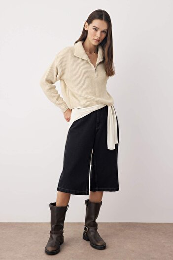 Trendyol Collection Pulover din tricotaj din piatră cu fermoar super crop - TWOAW24KZ00527