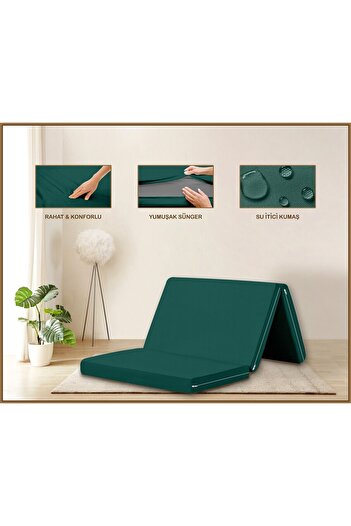 Evim Canvas Petrol Zippered Foldable Floor Bed Floor Cushion 70X180X6Cm