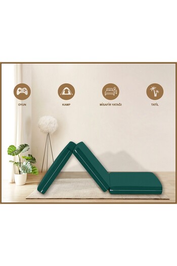 Evim Canvas Petrol Zippered Foldable Floor Bed Floor Cushion 70X180X6Cm