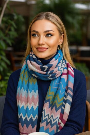 Axesoire 15216 Stripe Patterned Baby Blue Shawl