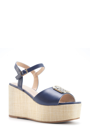 Nine West Monni 5Fx Navy Blue Women's Wedge Heel Sandals