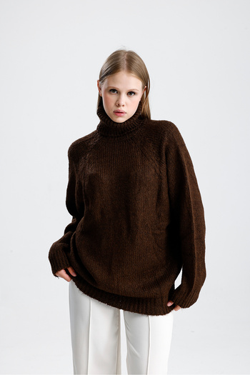 Figo Pulover din tricot cu mâneci raglan cu gât roscat