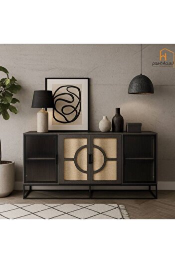 Al Saada Home Multi-Purpose Buffet Cabinet - 40 X 90 X 160 cm - Gray