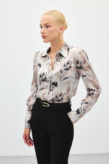 Sateen Padded Patterned Shirt - Gray