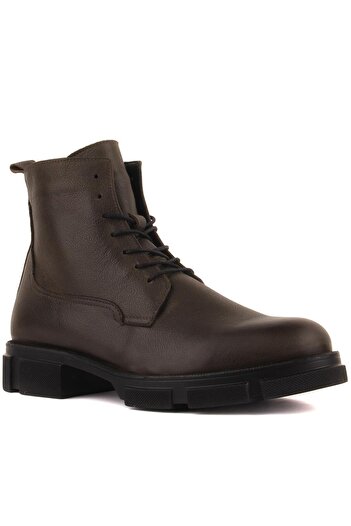 SailLakers - Khaki Leather Zippered Men's Boots 102-205-10052