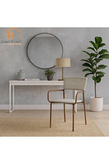 Al Saada Home Outdoor Iron Single Chair - Brown White