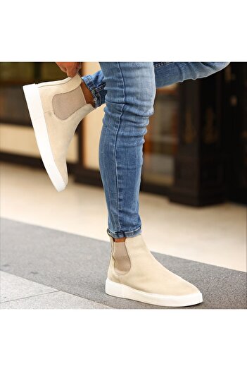 SailLakers - Bej Süet Deri Eva Taban Unisex Chelsea Bot 102-041-HE1065