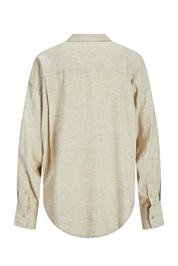 JJXX Women's Jxjamie Oversize Long Sleeve Linen Shirt 12269668   Beige