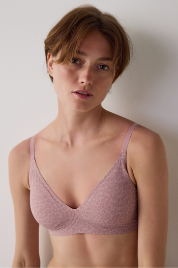 Penti Dirty Pink Tatto Effect Seamless Underwire-Free Ribbed Triangle Bra