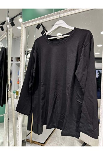 MERAM BUTİK Reyyan Anne Padding with Stone Collar - Black - XXL