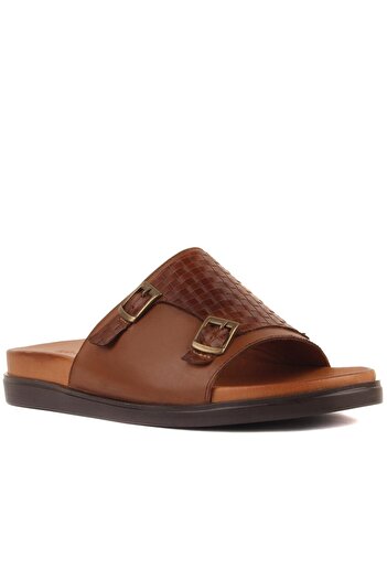 SailLakers Tan Leather Men's Slippers 107-705-2201