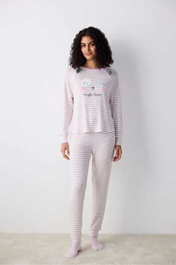 Penti Maybe Later Striped Lilac Trousers