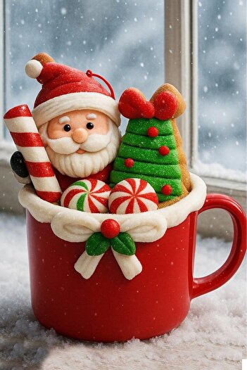 BeySüS Santa Claus - Christmas Pine Tree Ornament Mug Cup Cake