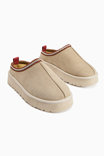 Limoya Χειμερινές γυναικείες παντόφλες Anne-liis Beige Suede με λεπτομέρειες