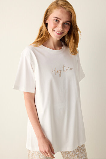 Penti Tricou Mama din bumbac alb Hug Time