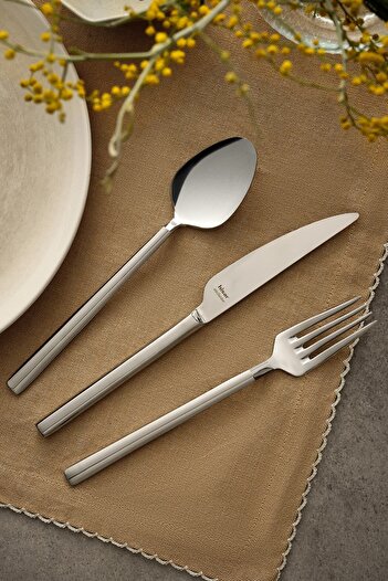 Hisar Milano 18 Piece Steel Dessert Fork Spoon Knife Set