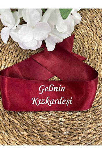 imzatasarım Bridesmaid-Sister-In-Law Arm Ribbon Burgundy Sister of the Bride Written Burgundy Ribbon