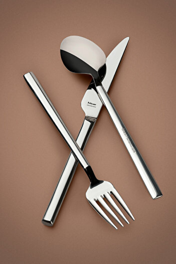 Hisar Milano 18 Piece Steel Dessert Fork Spoon Knife Set