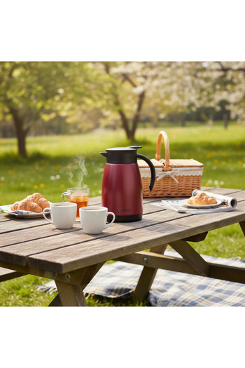 Borosil Insulated Stainless Steel Tea and Coffee Vacuum Thermos Flask 1.5 Liter- Red