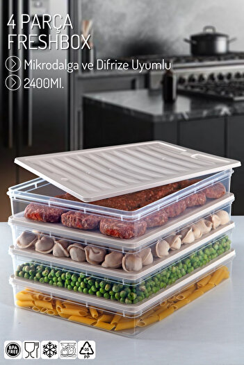 Nandy Home Freshbox Set of 4 - Storage Container Suitable for Microwave and Diffraction