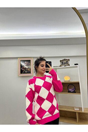 Sena Women's Knitwear Sweater with Argyle Pattern