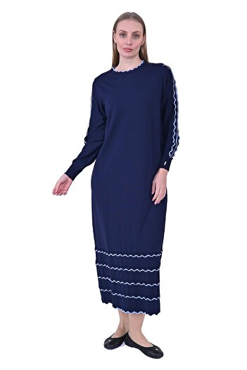 Invee Ivory Knitwear Dress Dark Blue