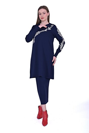 Invee Güldalı Knitwear Tunic Dark Blue-Stone