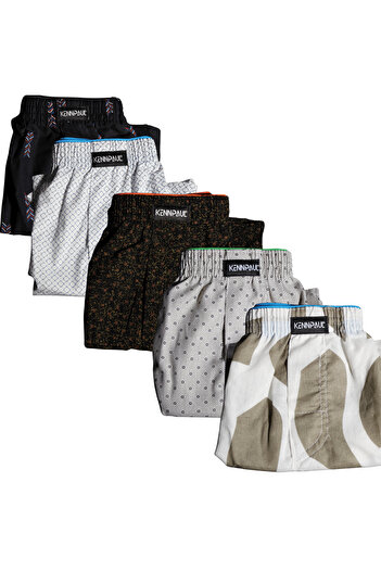 KENN PAUL 5'li Erkek Poplin Boxer %100 Pamuk M