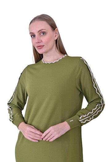 Invee Elephant ivory knit dress oilgreen