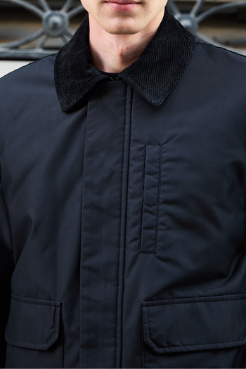 Danger Men's Contrast Collar Coat Jacket Black