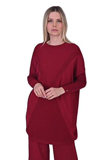 Invee Hourglass Knitwear Tunic Bordo