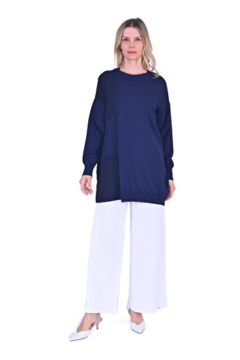 Invee Window Knitwear Tunic Dark Blue