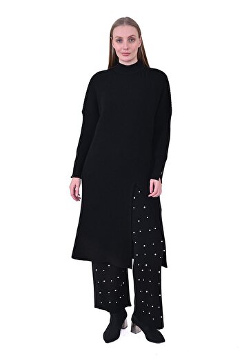 Invee Slit Wool Tunic Black