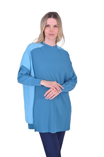 Invee Bellows Knitwear Tunic Turquoise