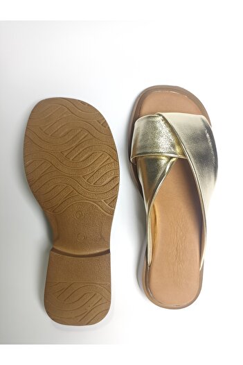 ezmoda Gold altın ortopedik yumuşak tabanlık sandalet terlik