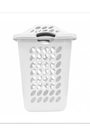 Generic Plastic laundry basket with lid, beige color