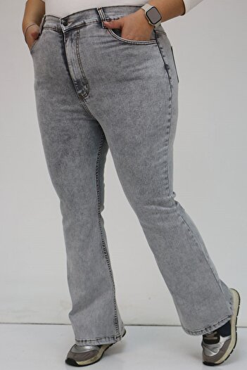 Eslina F-9110-9 Plus Size Spanish Leg Jeans - Gray