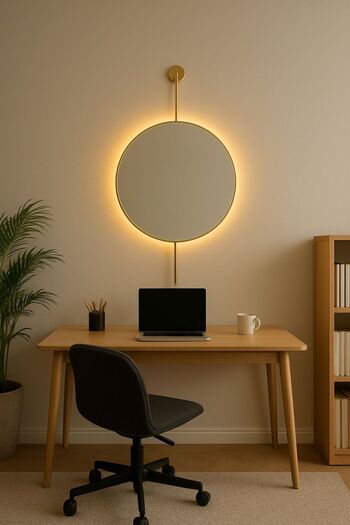 Lamra Dizayn Pilli Kablosuz Led'li 90X50 cm Gold Dekoratif Koridor Duvar Salon Mutfak Banyo WC Ofis Aynası