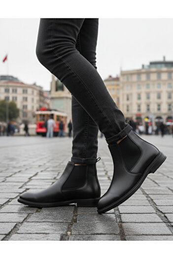 Zegeshoes Chelsea Model Hakiki Deri Günlük Bot Suya ve Soğuğa Dayanıklı Ortopedik Tabanlı Tam Kalıp