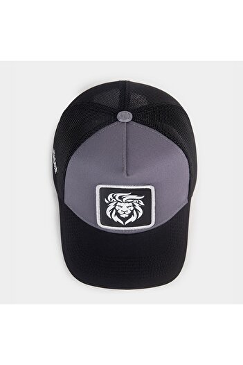 BlackBörk Aslan Logolu Siyah-Gri Trucker Şapka