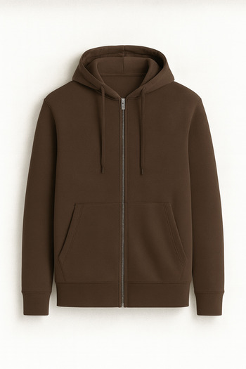 Valiberta Haneke Regular Fit Diagonal 3 Thread Zippered Hooded Men's Sweatshirt - Brown