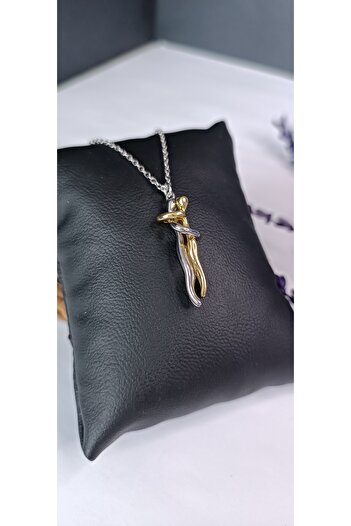 NAS fashion Çelik Sarılan Çift Unisex Kutulu Sevgili Kolye Aşkı Üzerinizde Taşıyın